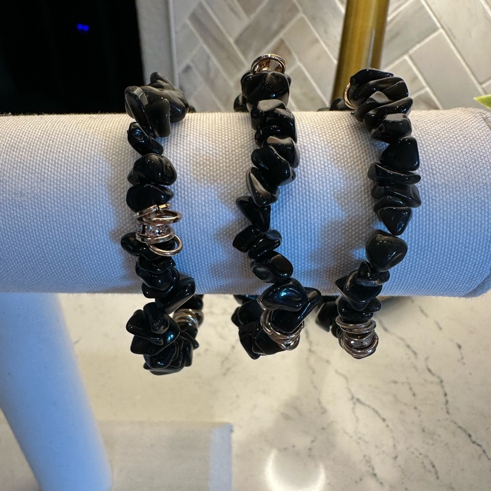 Kinsley Armelle Black Stone Beaded Bracelet Set of 3